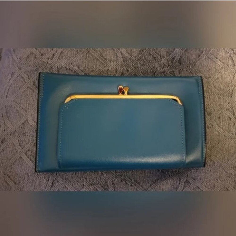 Vintage Amity Teal Leather Secretariat 80s - Picture 3 of 5